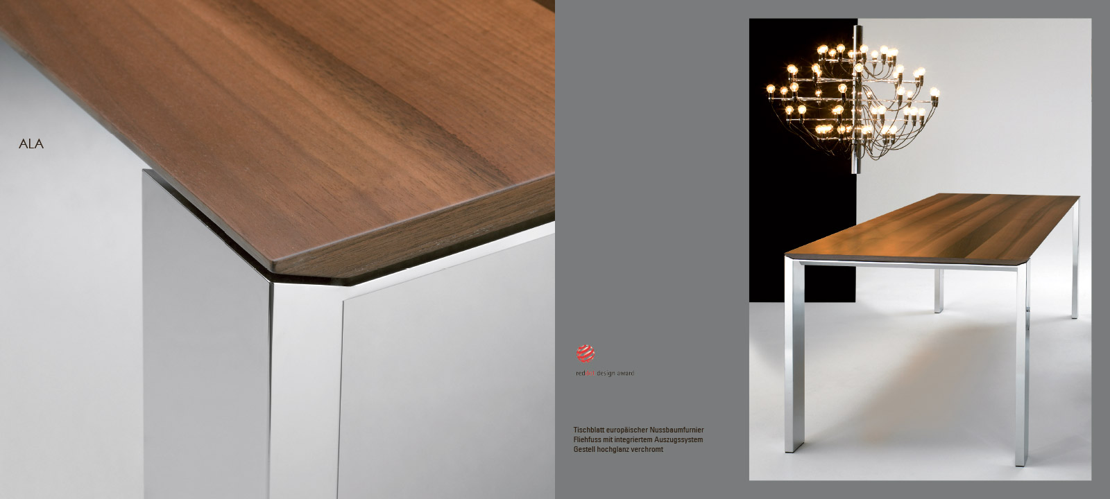 Ala, Tischdesign, Klappeinlage